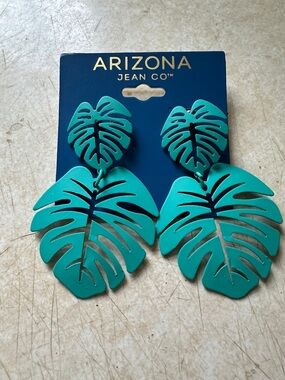 Arizona Jean Company Turquoise Monstera Leaf Dangle Earrings